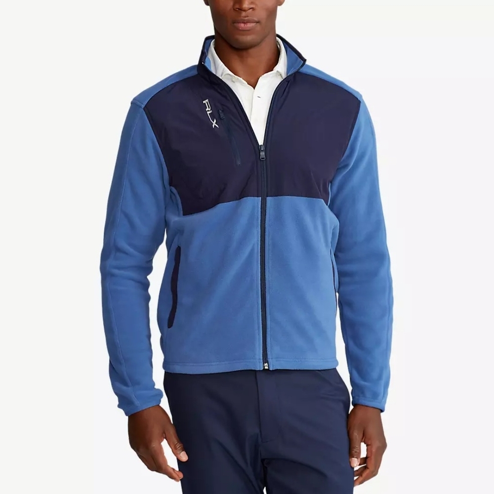 RLX Ralph Lauren Hybrid Mockneck Jacket Men's Blue Fleece Jacket, Size Large